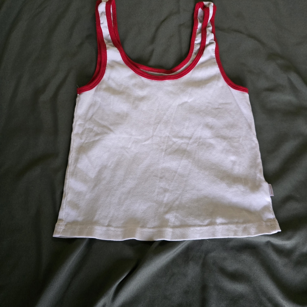 Brixton Organic White A-Tank With Red Trim